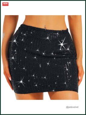 Sequin Mini Skirt Glitter Disco Rave Party Women's Dance Skirt